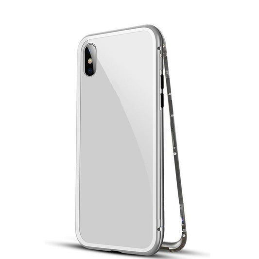 Case For iPhone X White Magnetic Absorption Metal Edge Case Cover FoneFunShop