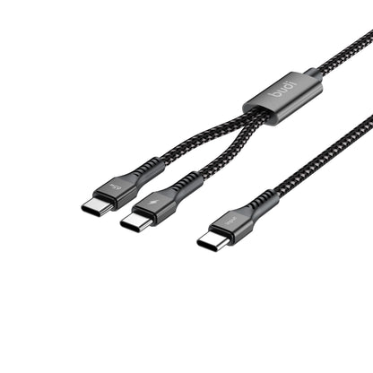 Budi 1.2M PD65W Super Fast Charge Cable Type C to Dual Type C Power Delivery Cable FoneFunShop
