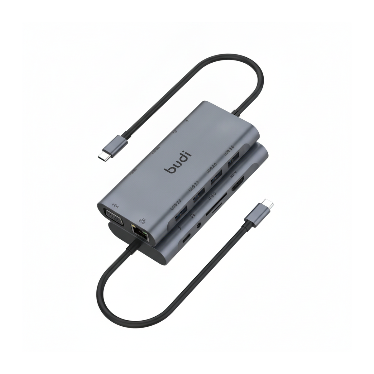 Budi 11-in-1 USB-C Docking Station HDMI VGA Ethernet SD TF Hub USB Hub FoneFunShop