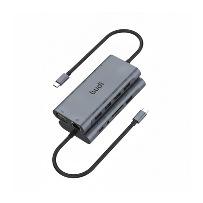 Budi 11-in-1 USB-C Docking Station HDMI VGA Ethernet SD TF Hub USB Hub FoneFunShop