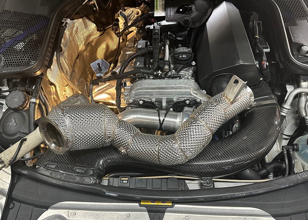 300cell Downpipe with Special Heatshield For Mercedes-Benz M264 1.5T-2.0T Right Hand Drive Car Tornado Tuning