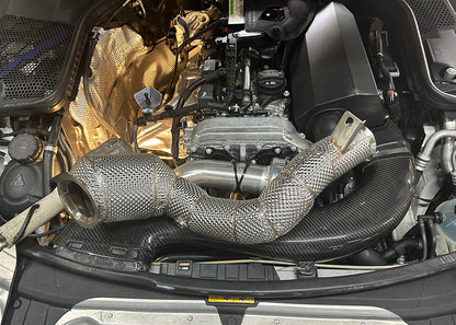 300cell Downpipe with Special Heatshield For Mercedes-Benz M264 1.5T-2.0T Right Hand Drive Car Tornado Tuning