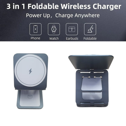 3in1 Thin Square Foldable Magnetic Wireless Charger for Phone Watch and Earphones Wireless Charger FoneFunShop