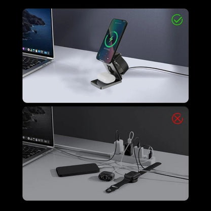 3in1 Thin Square Foldable Magnetic Wireless Charger for Phone Watch and Earphones Wireless Charger FoneFunShop