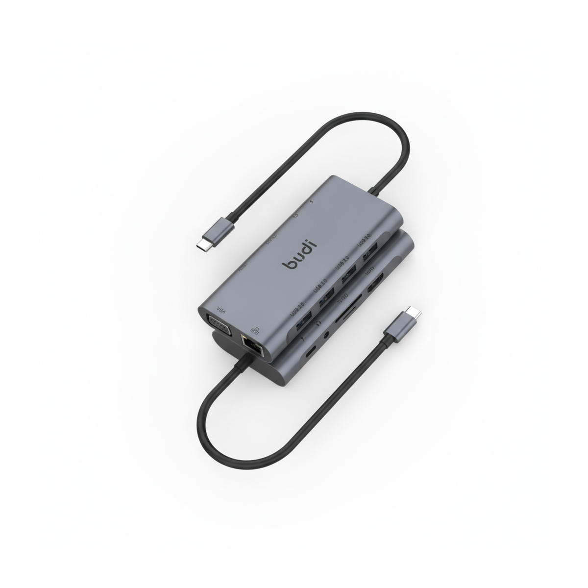 Budi 11-in-1 USB-C Docking Station HDMI VGA Ethernet SD TF Hub USB Hub FoneFunShop