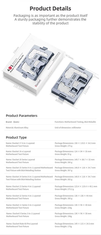 QianLi iSocket Middle Layer Logicboard Test Fixture iPhone 17 Series