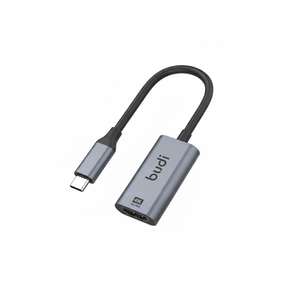 Budi USB-C to HDMI Adapter 4K 30Hz Aluminium Plug and Play Grey Adapter FoneFunShop