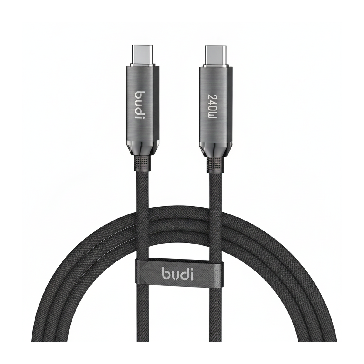 Budi 1.8M USB-C to USB-C Cable 240W PD Braided Fast Charging - front view