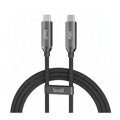 Budi 1.8M USB-C to USB-C Cable 240W PD Braided Fast Charging - front view