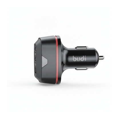 Budi 60W Car Charger 2 x USB-C PD and USB-A QC3.0 Triple Port - side view
