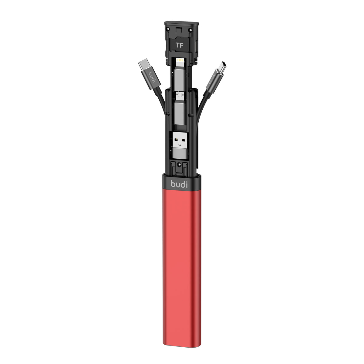 Budi Universal Travel USB Cable Adapter Set, Phone Charging, Data Sync & OTG - Red Cable FoneFunShop