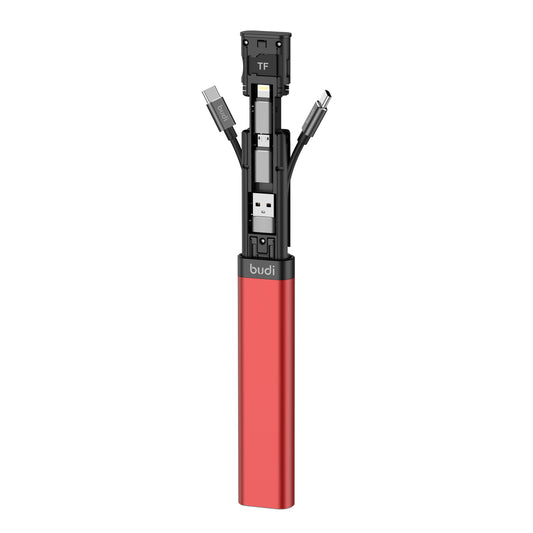 Budi Universal Travel USB Cable Adapter Set, Phone Charging, Data Sync & OTG - Red Cable FoneFunShop