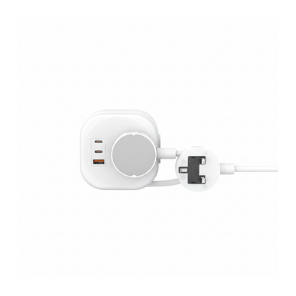Budi 33W Charging Station 2 x USB-C PPS and USB-A with UK Plug Sockets - front view