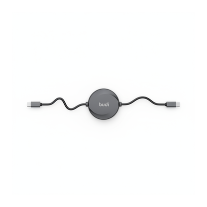 Budi 1M Retractable USB-C to USB-C Cable 65W PD Charge and Sync - top view