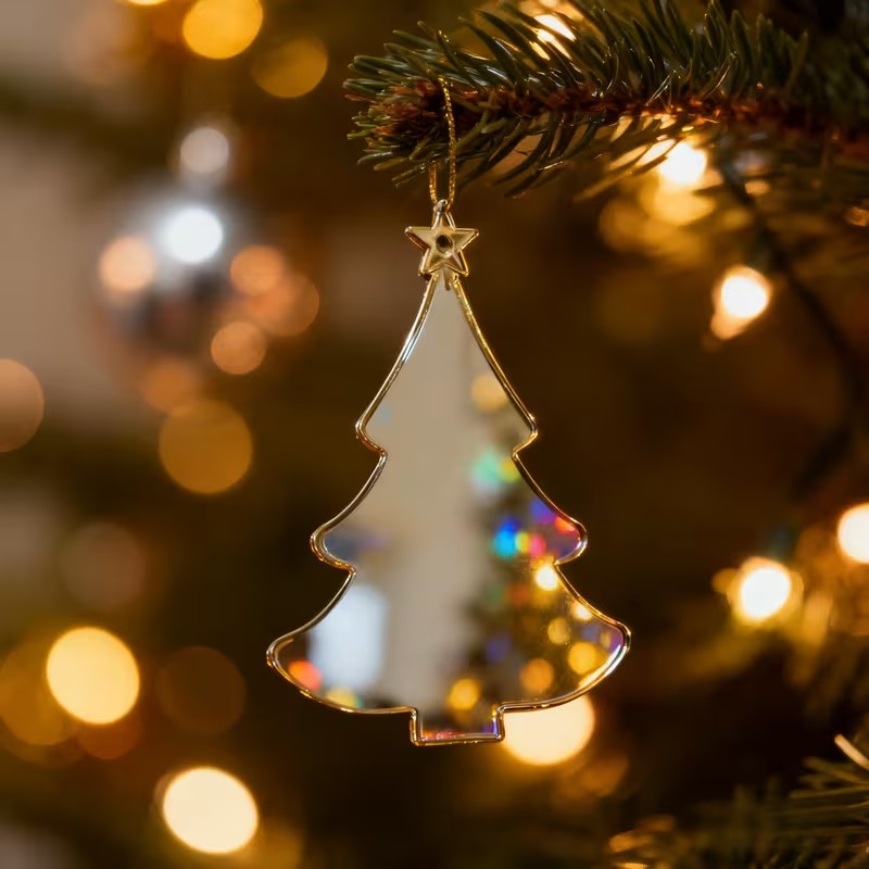 Golden Mirror Acrylic Christmas Tree Ornaments DIY Hanging Decorations - 20PCS Christmas FoneFunShop