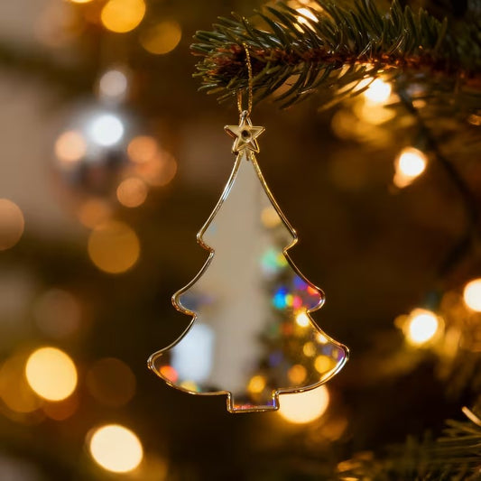 Golden Mirror Acrylic Christmas Tree Ornaments DIY Hanging Decorations - 20PCS Christmas FoneFunShop