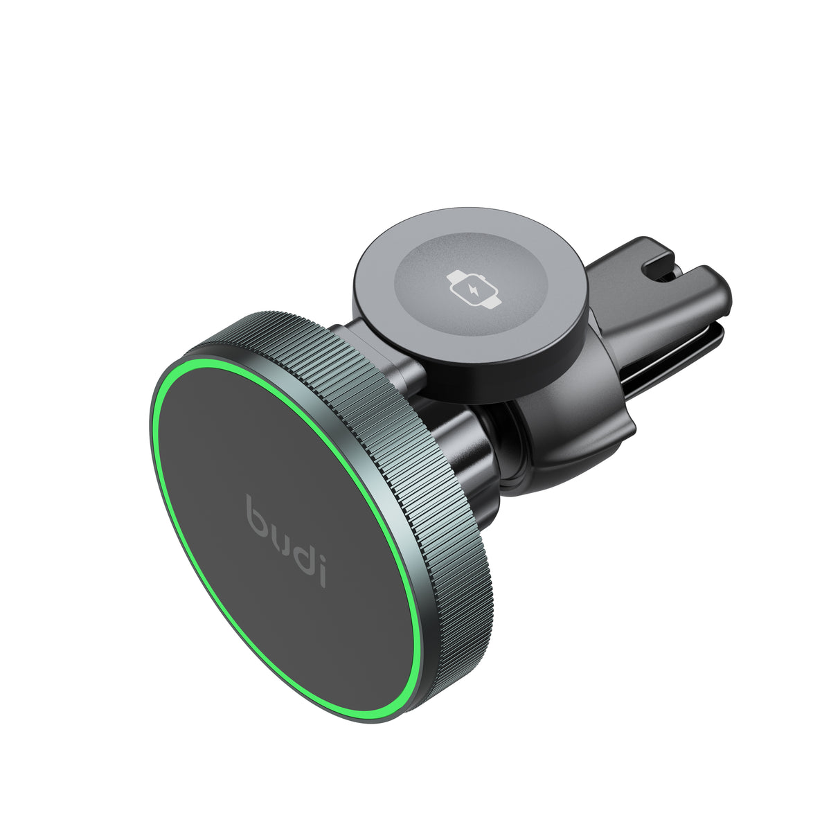 Budi 2 in 1 Magnetic Wireless Car Charger Mount 15W Phone and Watch Car Mount FoneFunShop