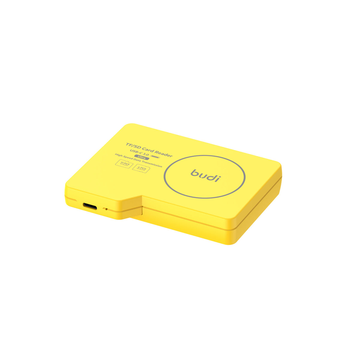 Budi USB-C Card Reader 3 x TF 1 x SD 5Gbps with 100W Cable Yellow Card Reader FoneFunShop