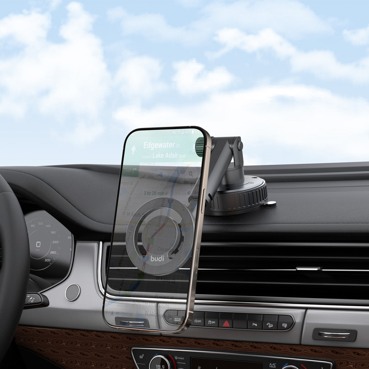 Budi 2 in 1 Magnetic Universal Telescopic Car Phone Holder Budi FoneFunShop