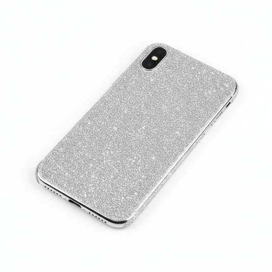 Back Protector For iPhone XS Silver Glitter Bling Rear Protector Protector FoneFunShop