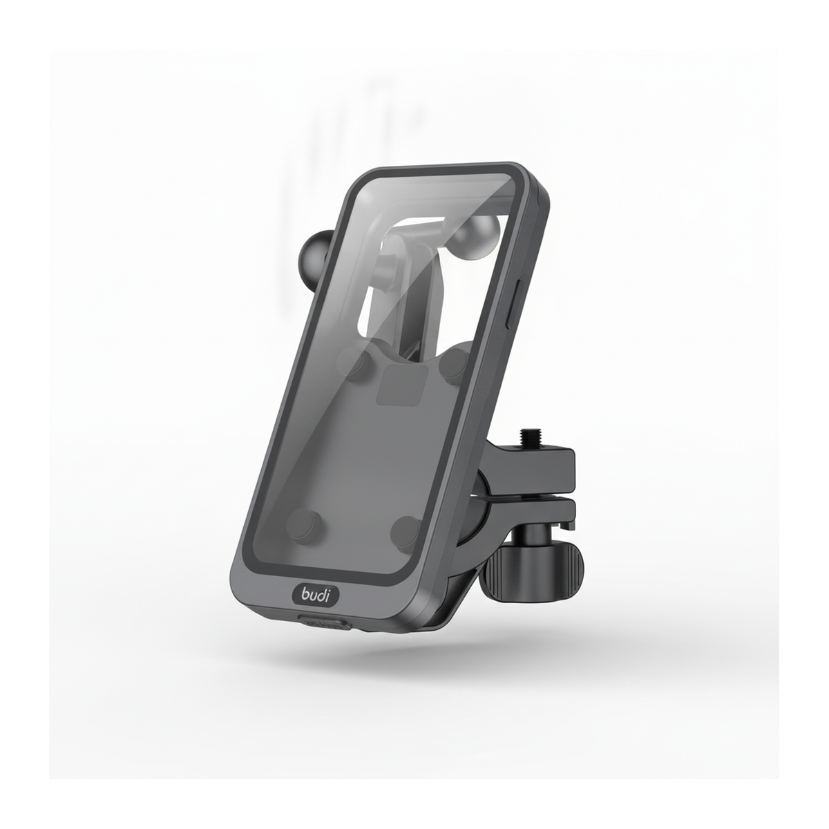 Budi Waterproof Motorbike and Bike Phone Holder IP65 Handlebar Mirror - studio shot