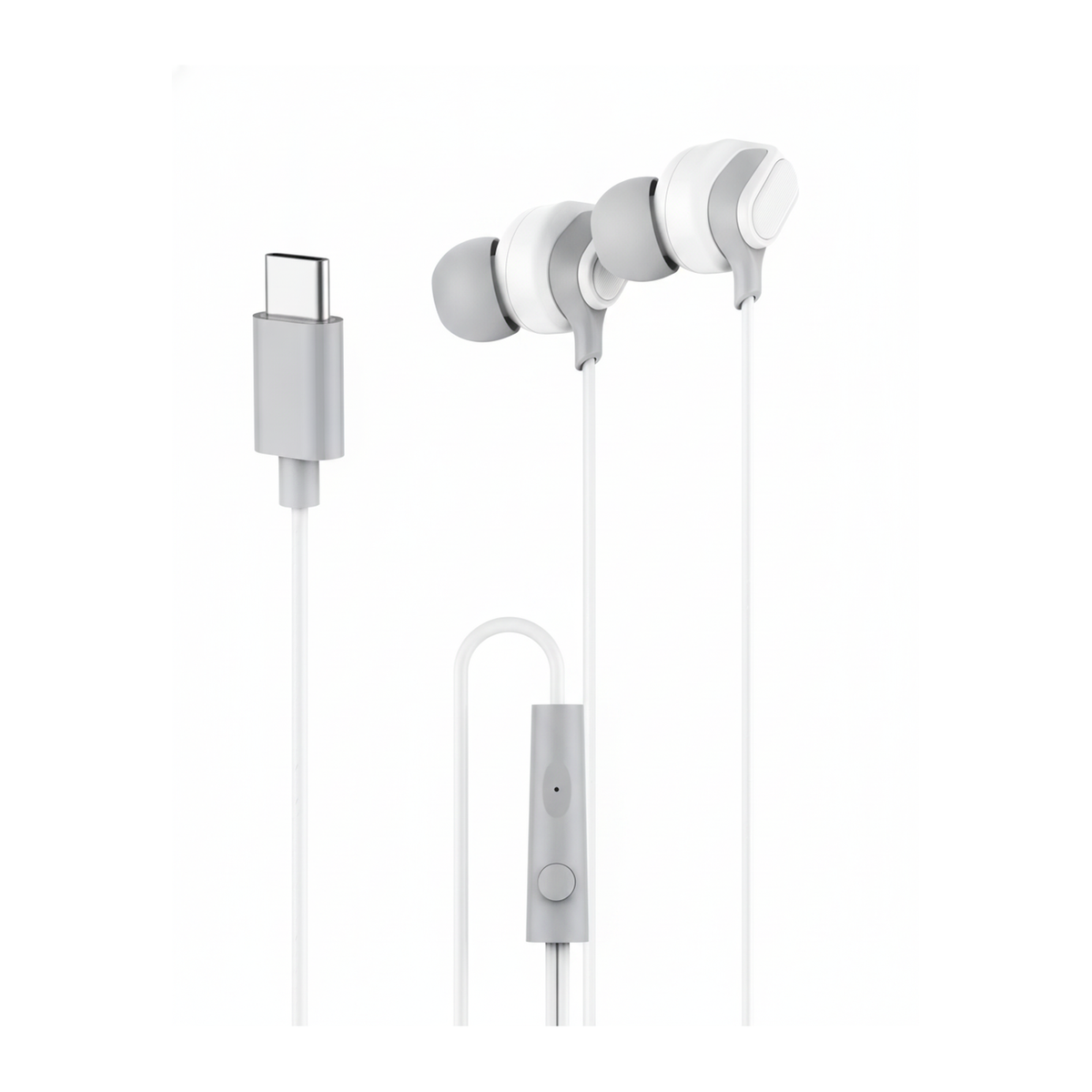 Budi EP39T USB-C Wired Earphones with Mic Sweatproof Ear Tips - angled left view