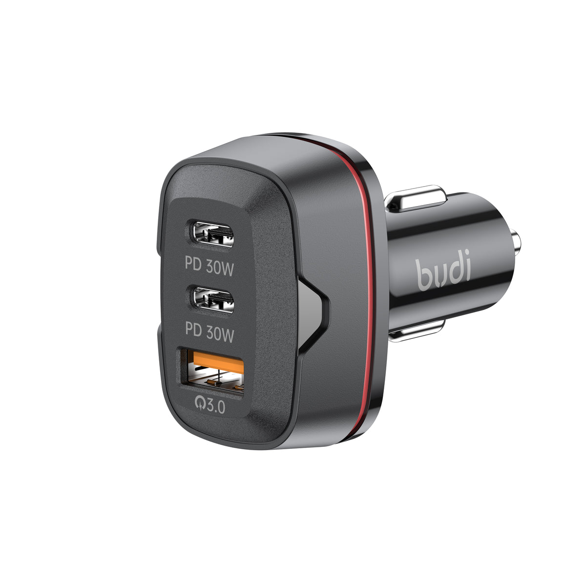 Budi 60W Car Charger 2 x USB-C PD and USB-A QC3.0 Triple Port Car Charger FoneFunShop