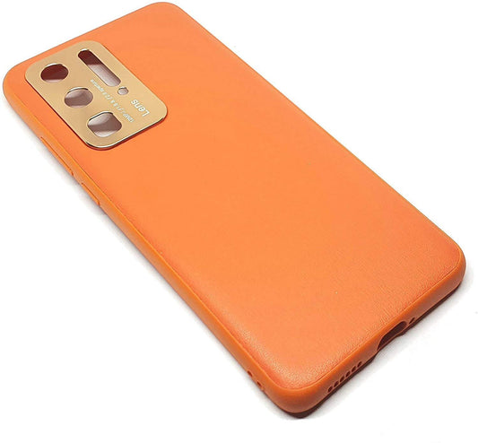 Case For Huawei P40 Pro Meephone Orange Hard Back PU Leather Effect Case Cover FoneFunShop