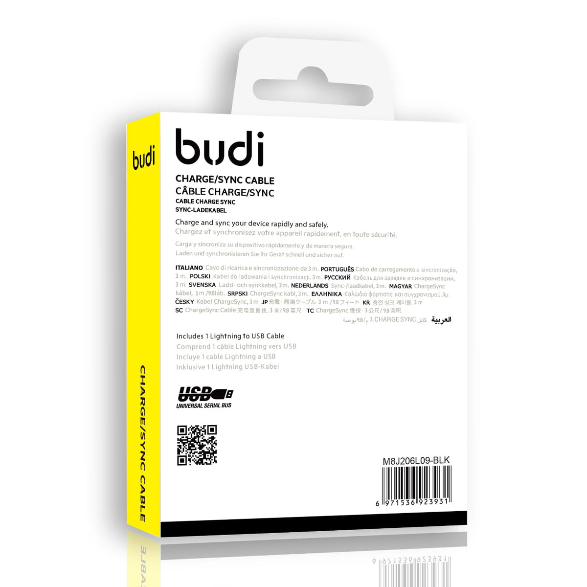Budi USB-A To 8Pin Cable For iPhone 3M Black Cable Budi