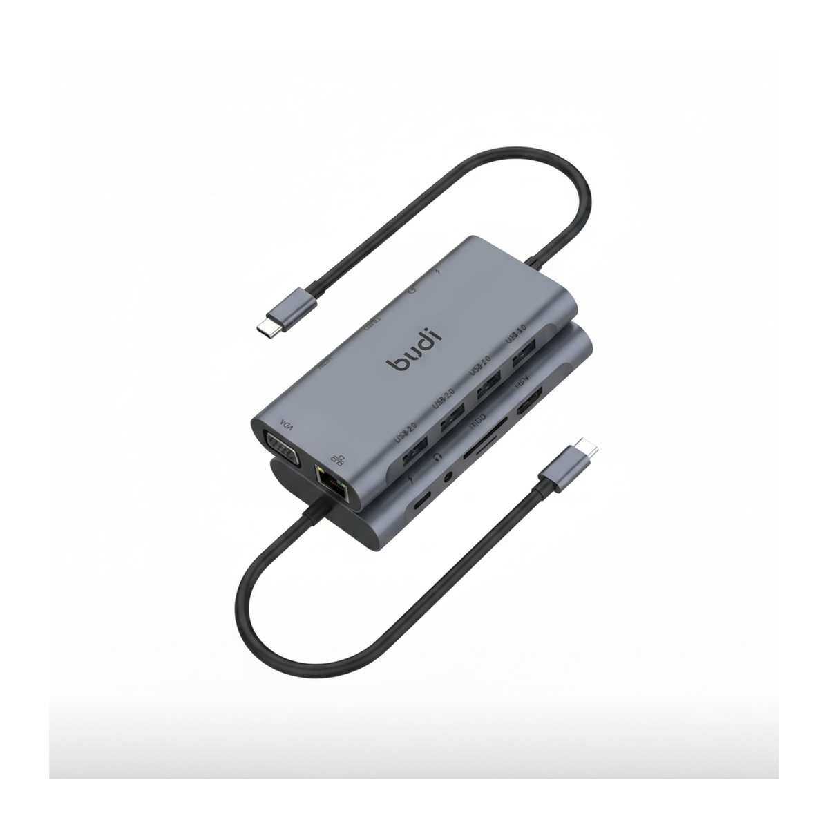 Budi 11-in-1 USB-C Docking Station HDMI VGA Ethernet SD TF Hub USB Hub FoneFunShop