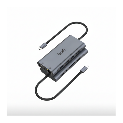 Budi 11-in-1 USB-C Docking Station HDMI VGA Ethernet SD TF Hub USB Hub FoneFunShop