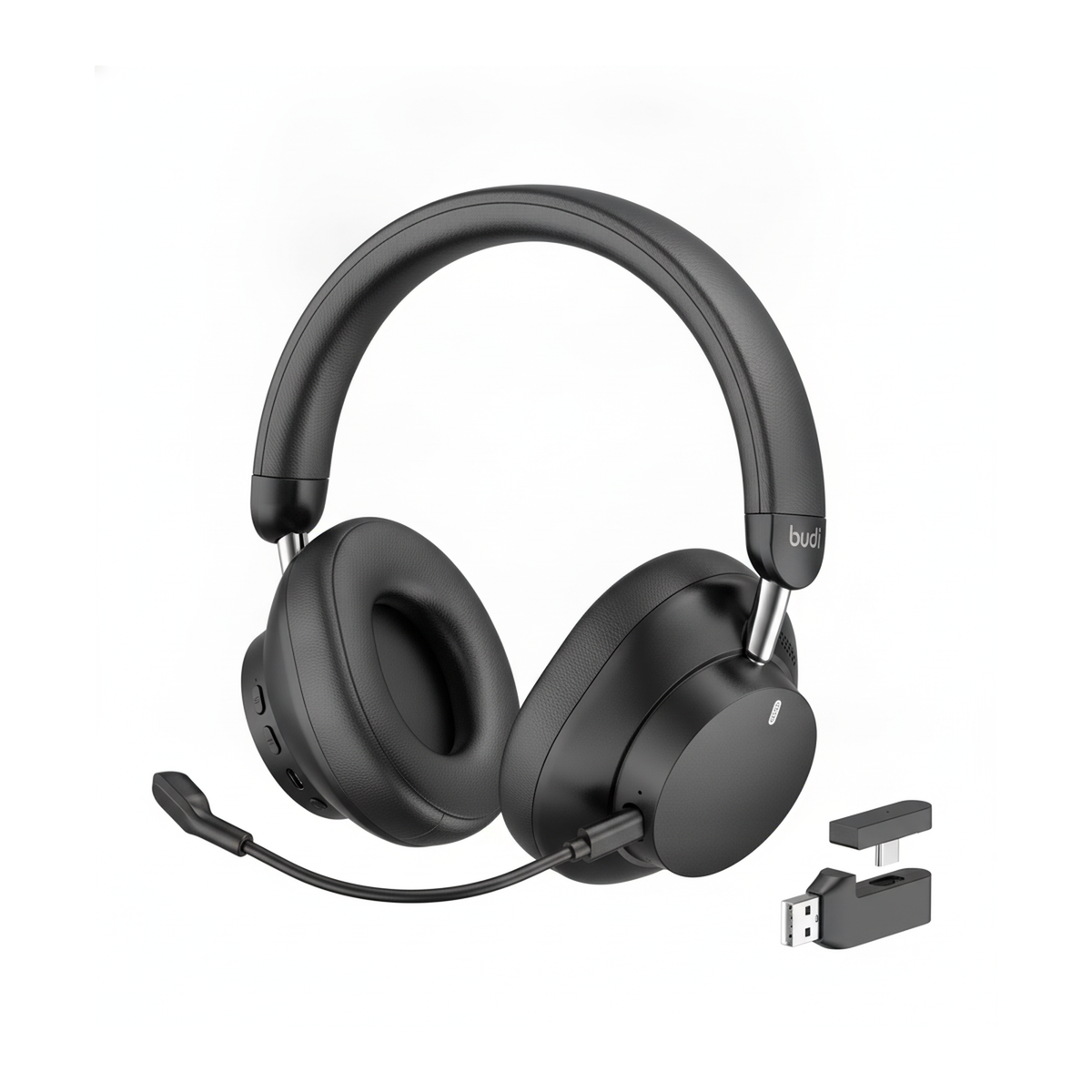 Budi Wireless Gaming Headset 2.4G Bluetooth Wired 40mm Drivers 33H - rear view