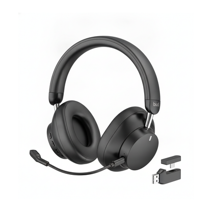 Budi Wireless Gaming Headset 2.4G Bluetooth Wired 40mm Drivers 33H - rear view