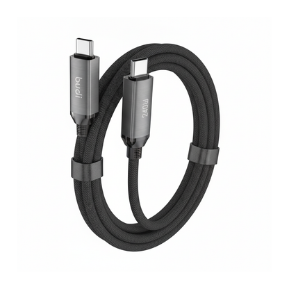 Budi 1.8M USB-C to USB-C Cable 240W PD Braided Fast Charging - angled left view