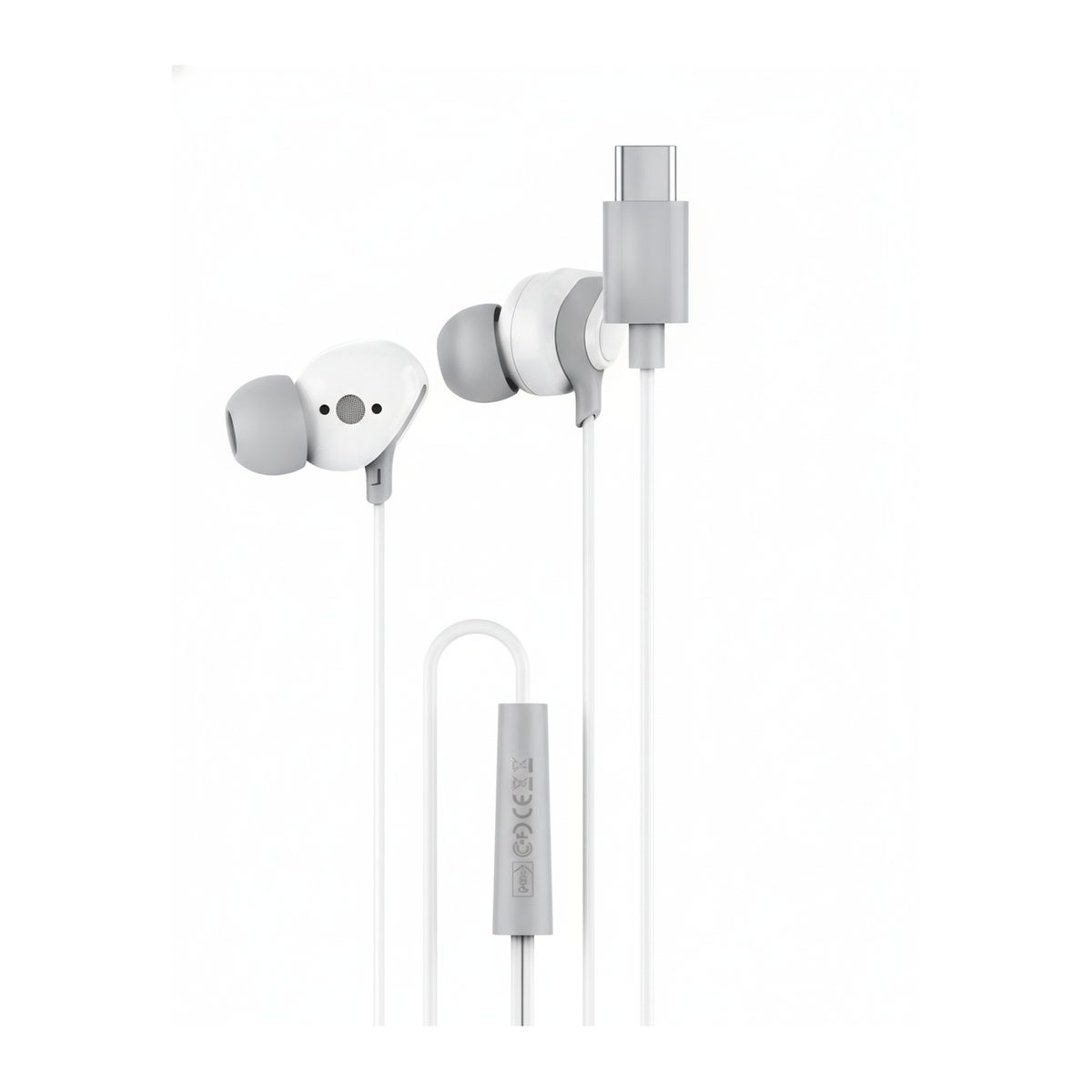Budi EP39T USB-C Wired Earphones with Mic Sweatproof Ear Tips - rear view