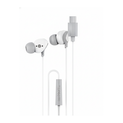 Budi EP39T USB-C Wired Earphones with Mic Sweatproof Ear Tips - rear view