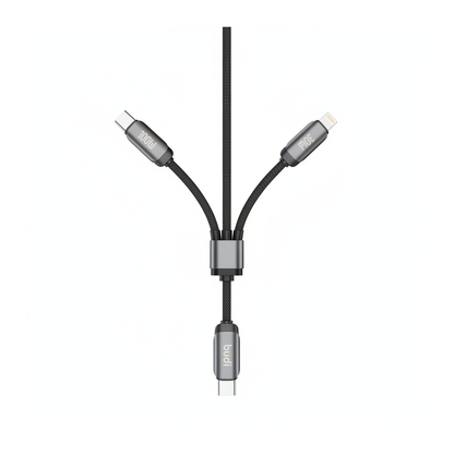 Budi 1.2M USB-C to USB-C and 8Pin Cable 2 in 1 100W PD Braided - front view