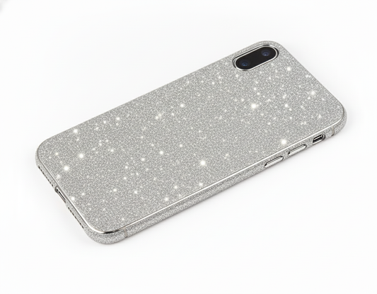 Back Protector For iPhone 7 Plus Silver Glitter Bling Rear Protector Protector FoneFunShop