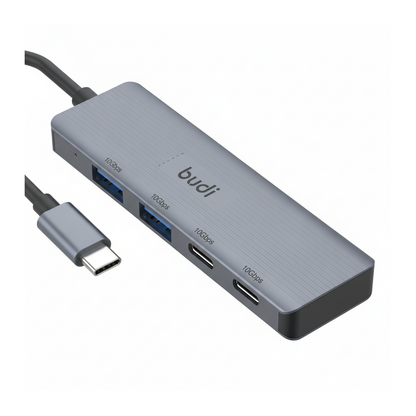 Budi 4-Port USB 3 Gen 2 10Gbps USB-C Hub 2 x USB-A 2 x USB-C USB Hub FoneFunShop
