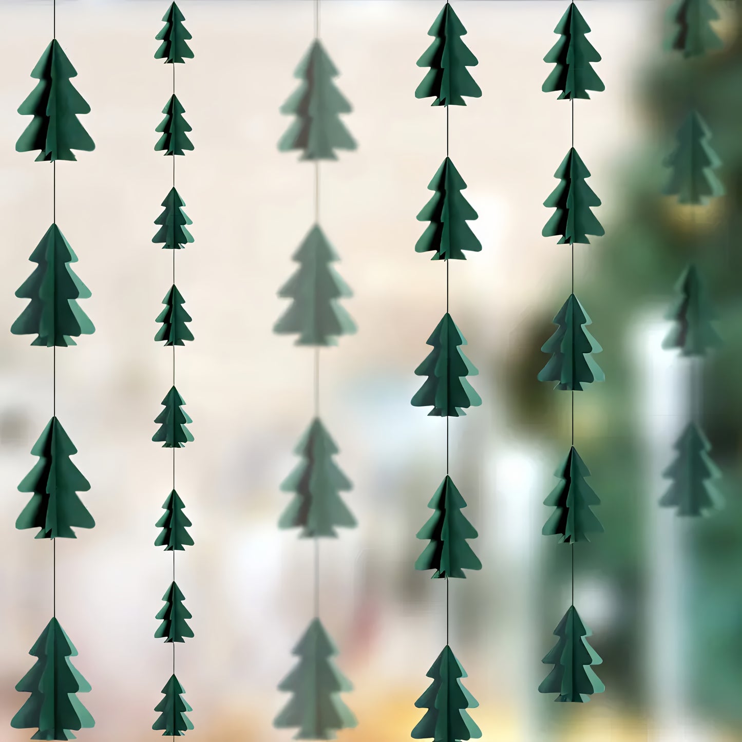 3D Christmas Tree Paper Garland Multi-Colour Hanging Party Decorations - 10PCS