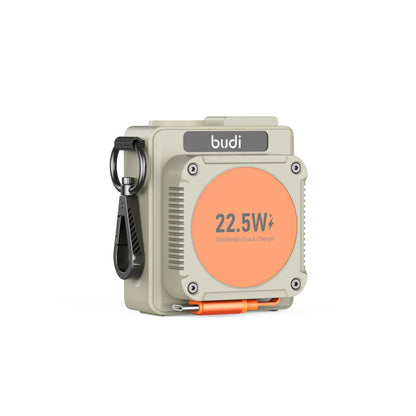Budi 10000mAH Power Bank With Retractable USB C Cable 22.5W Fast Charge