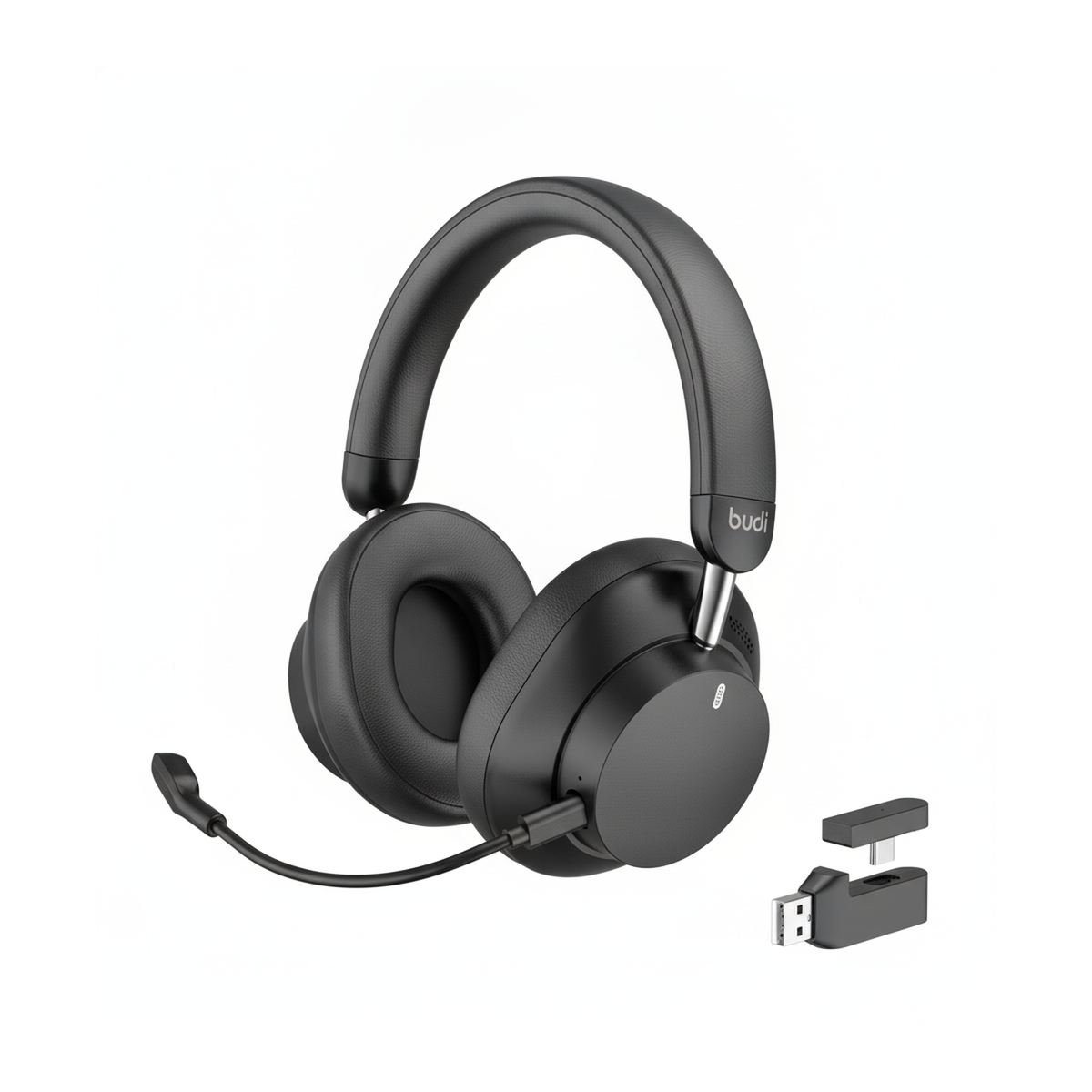 Budi Wireless Gaming Headset 2.4G Bluetooth Wired 40mm Drivers 33H - side view