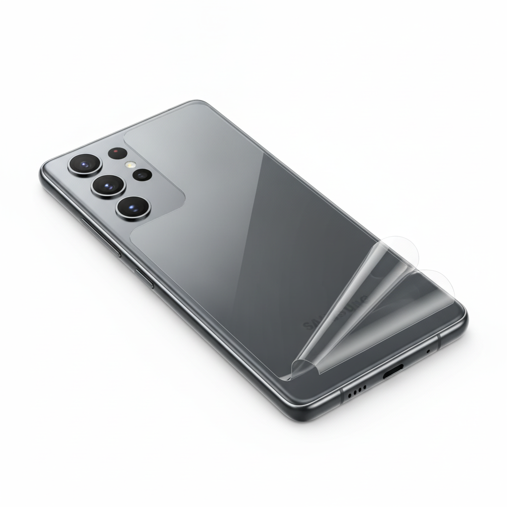 Clear hydrogel back film fitted on Samsung Galaxy Z Fold 8 Ultra