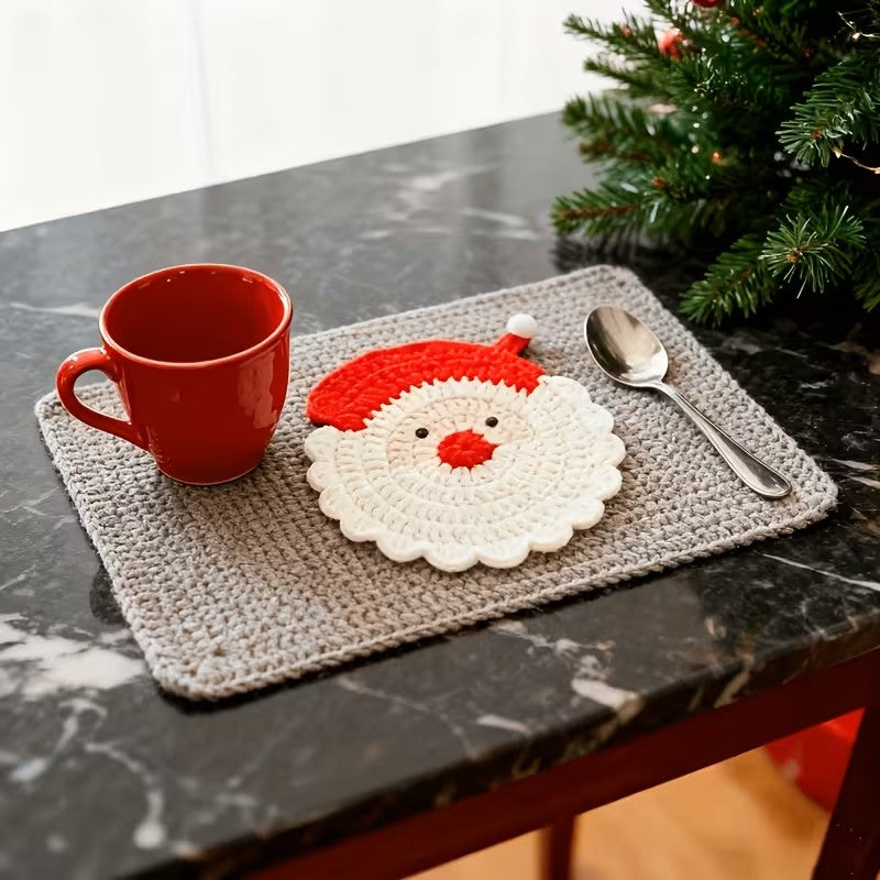 Handmade Crochet Christmas Coasters Holiday Table Decoration Drink Mats - 4PCS Christmas FoneFunShop