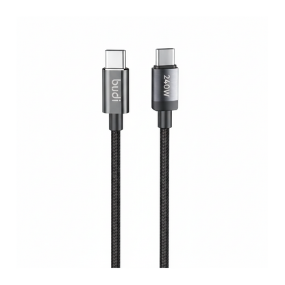 Budi 3M USB-C to USB-C Cable 240W PD Braided Fast Charging - front view