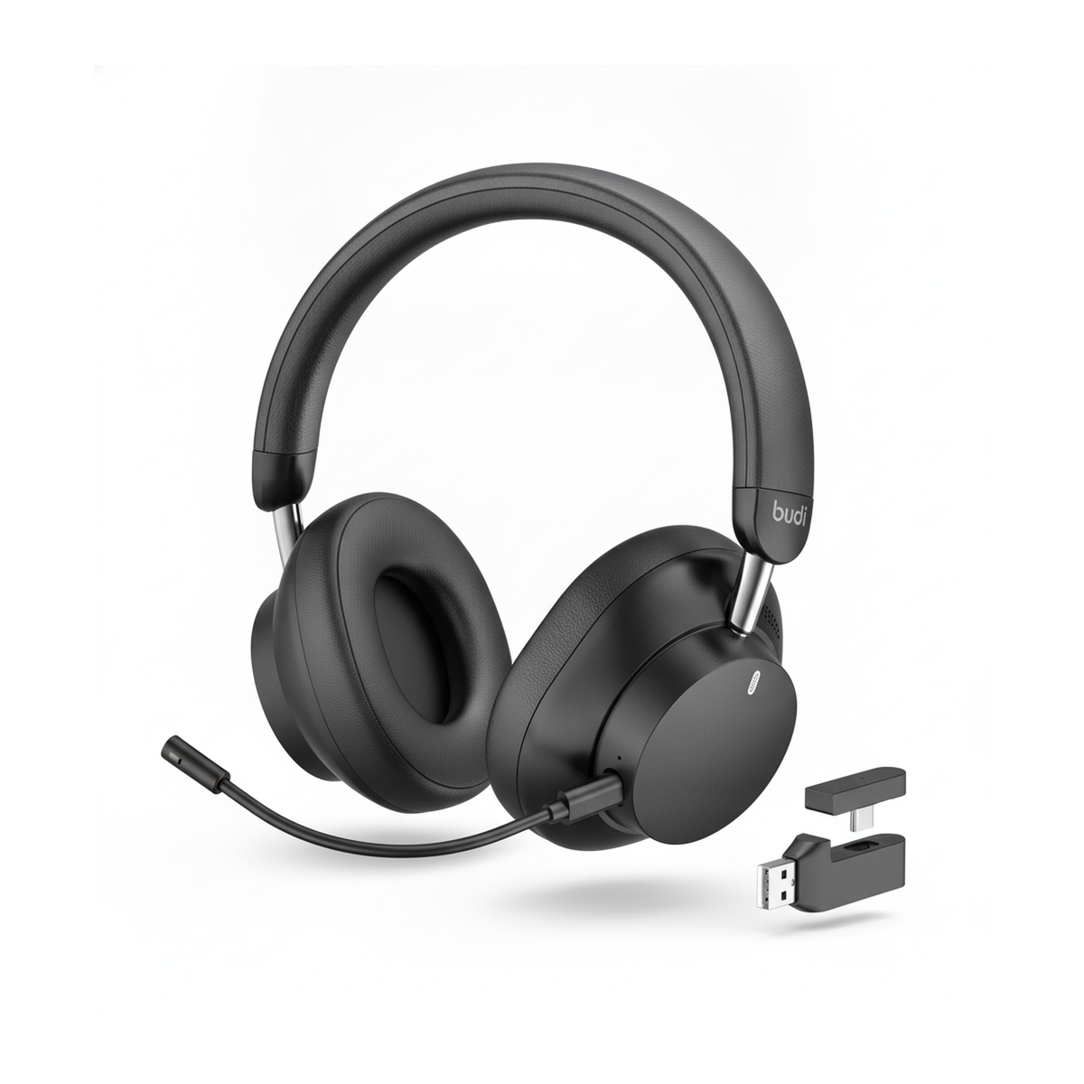 Budi Wireless Gaming Headset 2.4G Bluetooth Wired 40mm Drivers 33H - angled left view