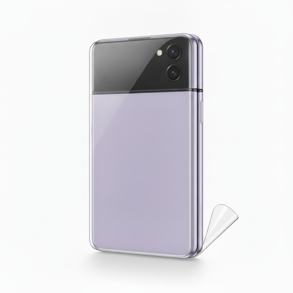 Clear hydrogel back film fitted on Samsung Galaxy Z Flip 4