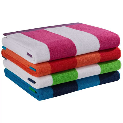 Large Beach Cabana Towel Oversized Striped Deckchair Design 91x172cm Green Towel FoneFunShop