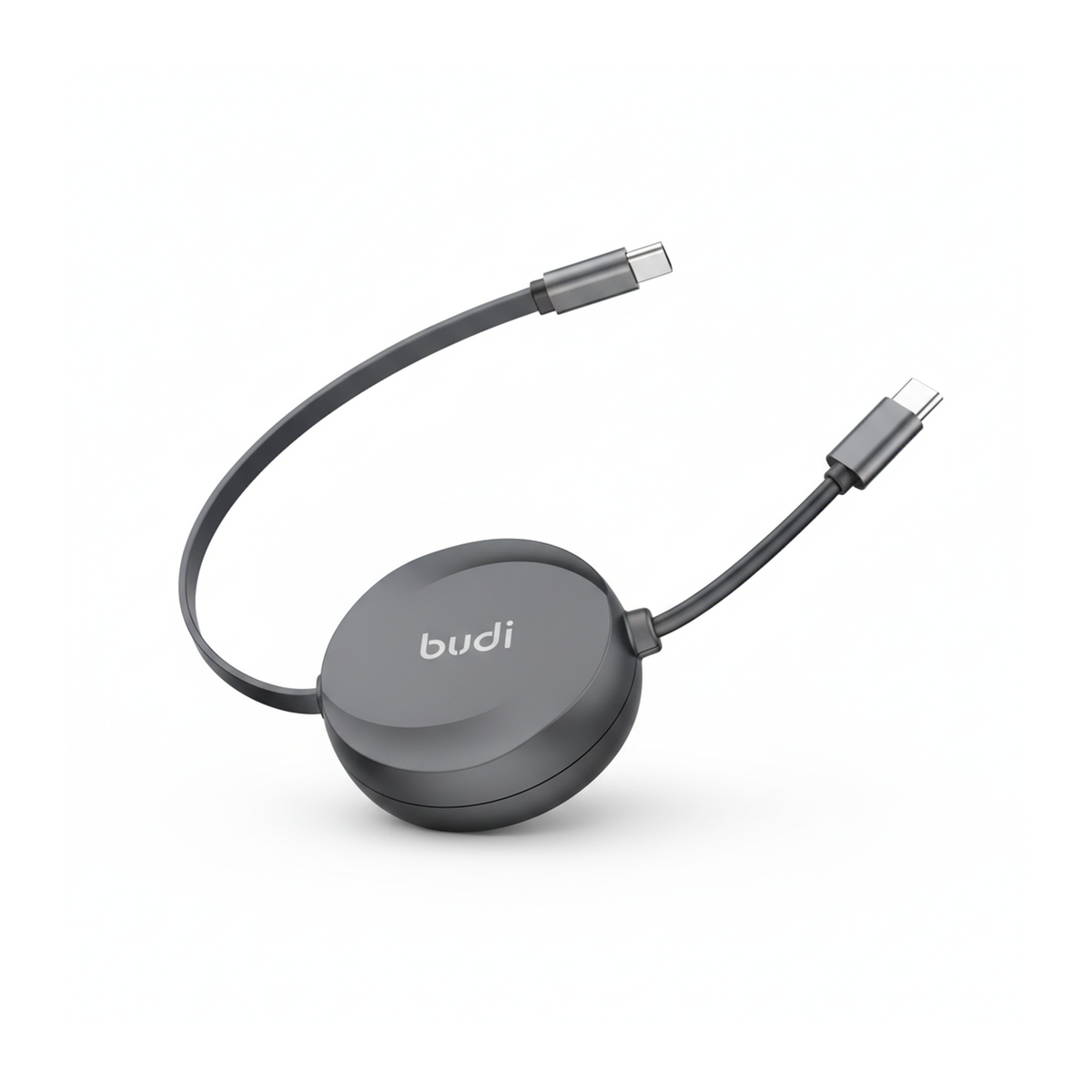 Budi 1M Retractable USB-C to USB-C Cable 65W PD Charge and Sync - angled right view