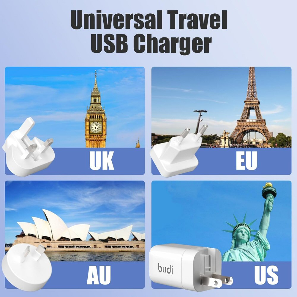 33W Dual Usb-C PD Gan Mini Global Travel Charger - Fast Charging Budi FoneFunShop
